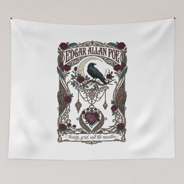 Item preview, Edgar Allan Poe Beauty Grief and the Macabre Raven Roses designed and sold by Fenay Designs.