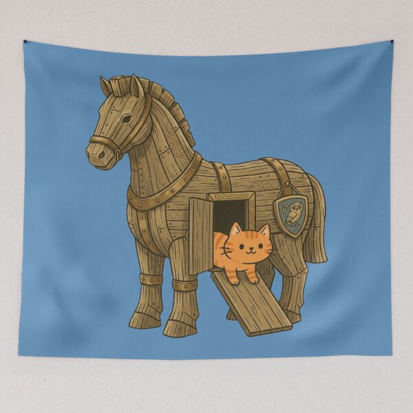 Item preview, Trojan Horse Orange Cat - Funny Ancient Greek Mythology designed and sold by MythoWorldddd.