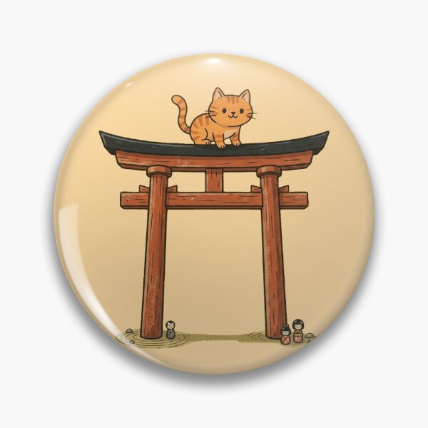 Item preview, Japanese Torii Gate Orange Cat - Kawaii Shinto Shrine designed and sold by MythoWorldddd.