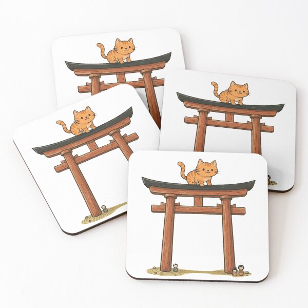 Item preview, Japanese Torii Gate Orange Cat - Kawaii Shinto Shrine designed and sold by MythoWorldddd.