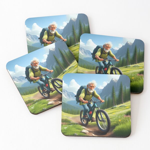 Artikelvorschau, Alter Mann fährt Mountainbike entworfen und verkauft von Colin Bentham.