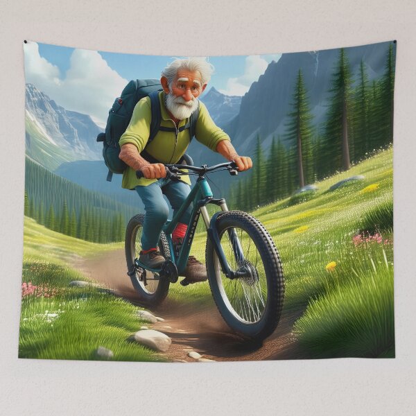 Item preview, Old Man riding a Mountain Bike designed and sold by Colin Bentham.