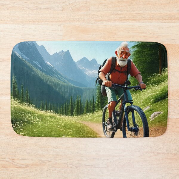 Item preview, Old Man riding a Mountain Bike designed and sold by Colin Bentham.