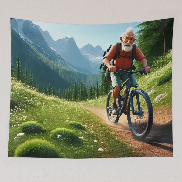 Item preview, Old Man riding a Mountain Bike designed and sold by Colin Bentham.