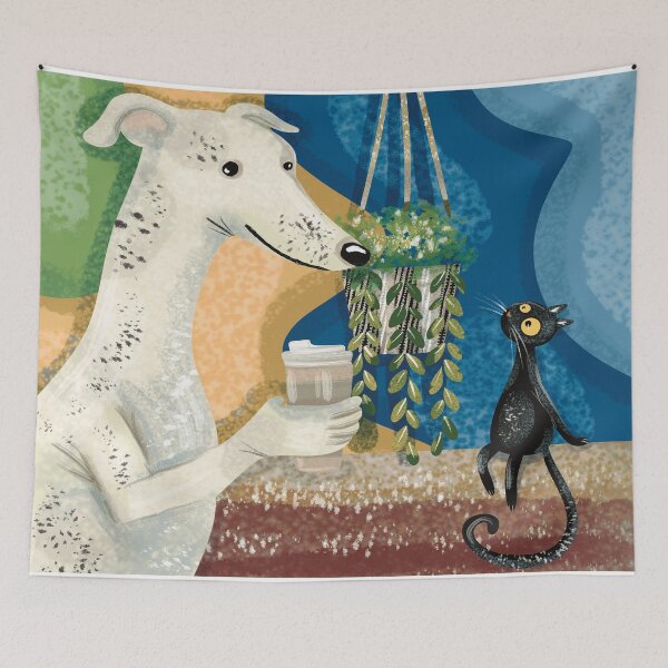 Item preview, Greyhound And Black Cat designed and sold by IvysCreativityHouse.