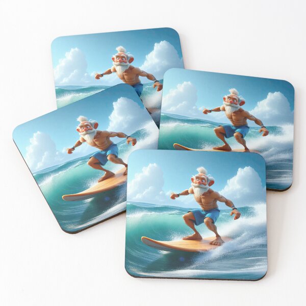 Item preview, Old Man riding a surf board designed and sold by Colin Bentham.