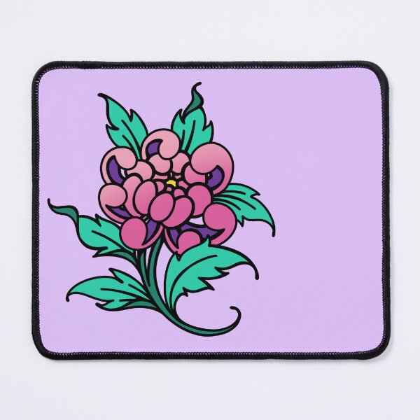 Item preview, Chrysanthemum pink green pop art tattoo design designed and sold by nathanmurphyart.