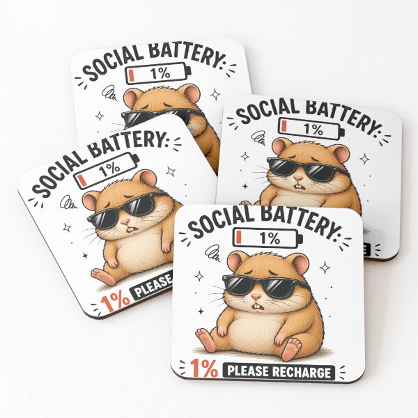 Item preview, Social Battery Low Meme – Funny Tired Hamster designed and sold by mibrand.