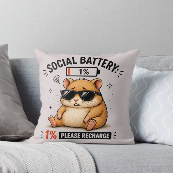 Aperçu de l'œuvre Mème « Batterie sociale faible » – Hamster fatigué et drôle créée et vendue par mibrand.