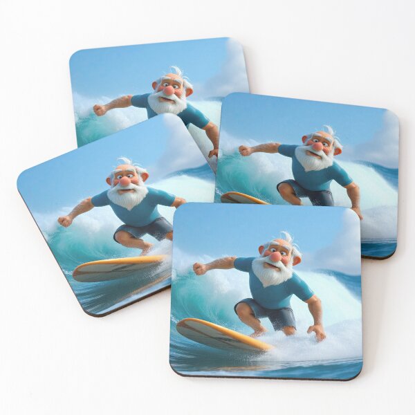 Item preview, Old Man riding a surf board designed and sold by Colin Bentham.