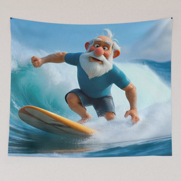 Item preview, Old Man riding a surf board designed and sold by Colin Bentham.