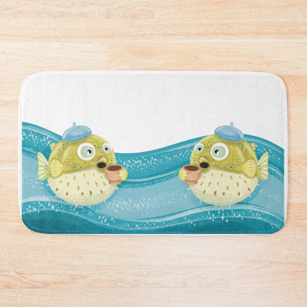 Item preview, Pufferfish Drinking Coffee designed and sold by IvysCreativityHouse.