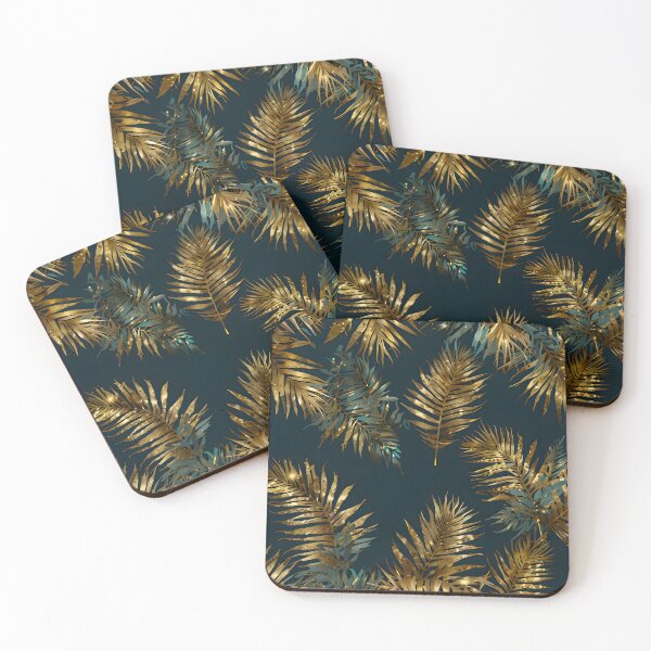Item preview, Luxury Golden Palm Leaves on Dark Teal designed and sold by Paulocdias.