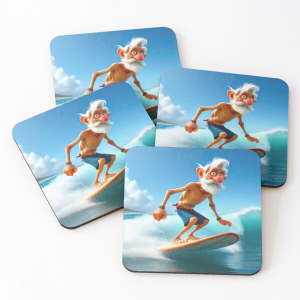 Item preview, Old Man riding a surf board designed and sold by Colin Bentham.
