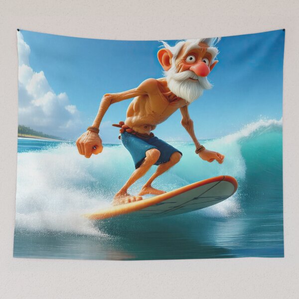 Item preview, Old Man riding a surf board designed and sold by Colin Bentham.