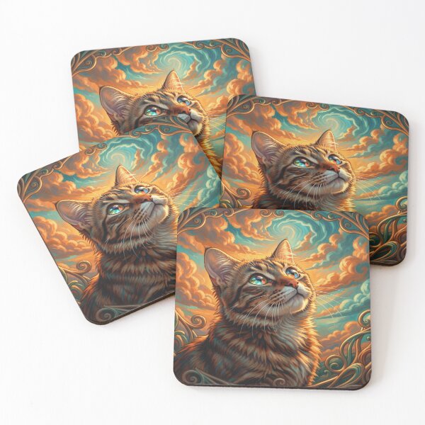 Item preview, Mystic Art Nouveau Cat Portrait with vibrant colors and elegant lines in the Jane-Davie style designed and sold by FotoworldEdel.