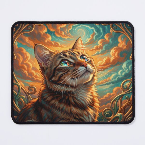 Item preview, Mystic Art Nouveau Cat Portrait with vibrant colors and elegant lines in the Jane-Davie style designed and sold by FotoworldEdel.