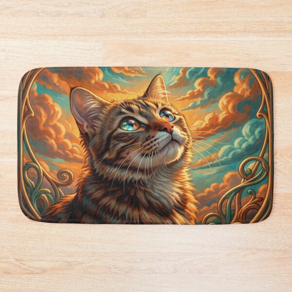 Item preview, Mystic Art Nouveau Cat Portrait with vibrant colors and elegant lines in the Jane-Davie style designed and sold by FotoworldEdel.