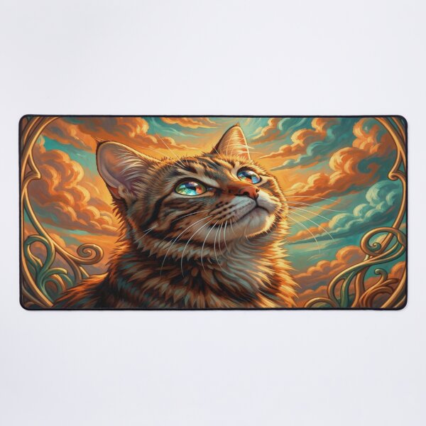 Item preview, Mystic Art Nouveau Cat Portrait with vibrant colors and elegant lines in the Jane-Davie style designed and sold by FotoworldEdel.