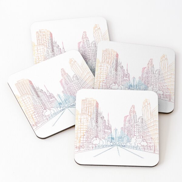 Item preview, Vibrant Neon Cityscape Sketch Abstract Urban Night Illustration designed and sold by DesignArtist.ia.