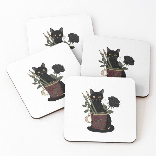 Item preview, Black Cat Black Rose Pencil Cup Gift designed and sold by IllumeInk.