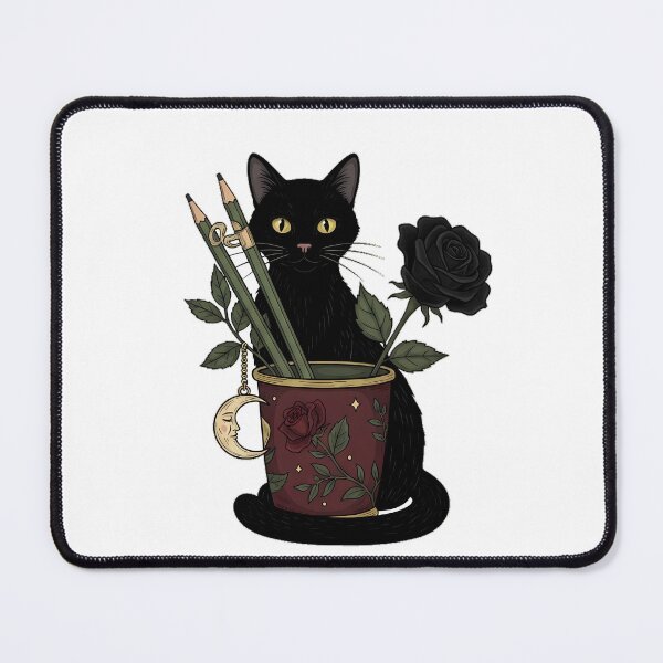 Item preview, Black Cat Black Rose Pencil Cup Gift designed and sold by IllumeInk.