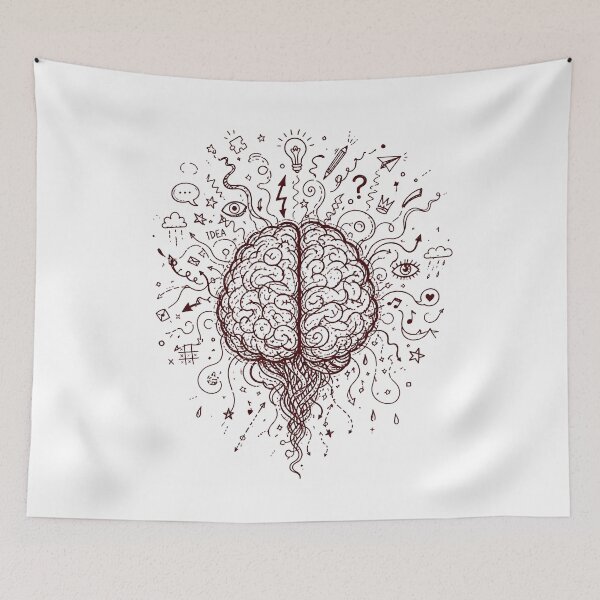 Item preview, Chaos Mind Doodle Brain T-Shirt – Creative Mess Line Art, Dark Maroon Aesthetic, Abstract Mental Art Tee designed and sold by XxZainStylexX.