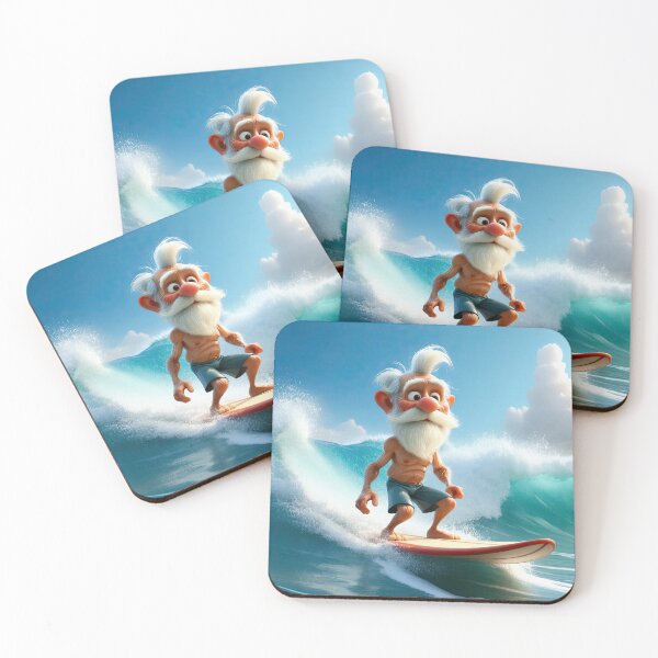 Item preview, Old Man riding a surf board designed and sold by Colin Bentham.