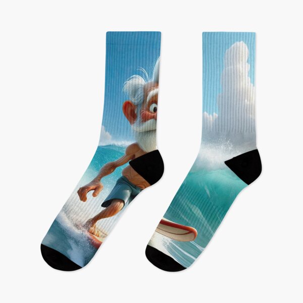 Item preview, Old Man riding a surf board designed and sold by Colin Bentham.