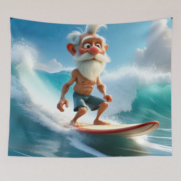 Item preview, Old Man riding a surf board designed and sold by Colin Bentham.