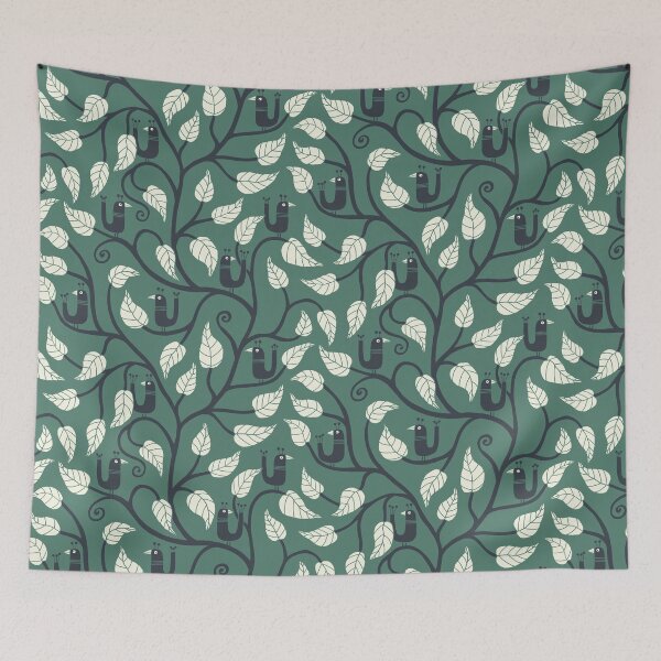 Item preview, Bring in the Garden - winter green, cream and charcoal designed and sold by Johanna Kindvall.