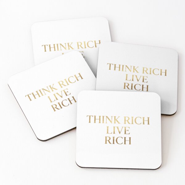 Artikelvorschau, Denke reich, lebe reich – Gold – Minimalistisches Typografie-Design entworfen und verkauft von AuroraWealthHouse.