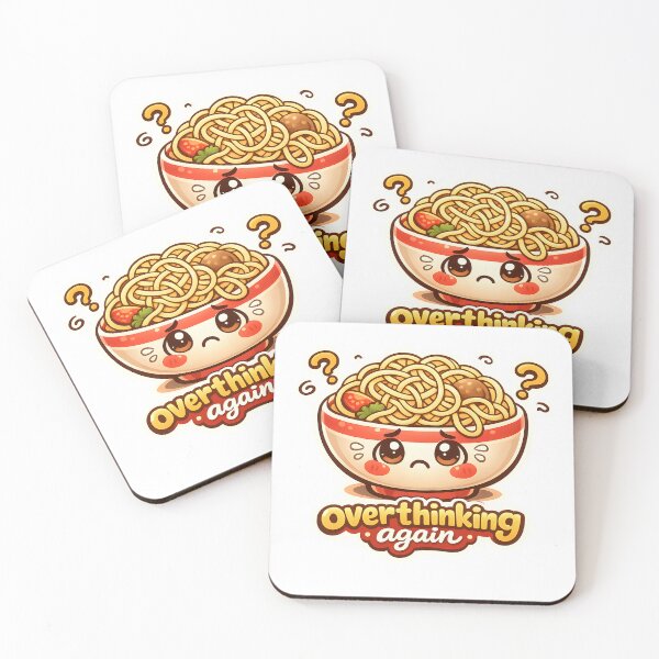 Item preview, "Overthinking Again" Noodle Bowl | Cute Food Anxiety & Mental Chaos Art designed and sold by Naviora.