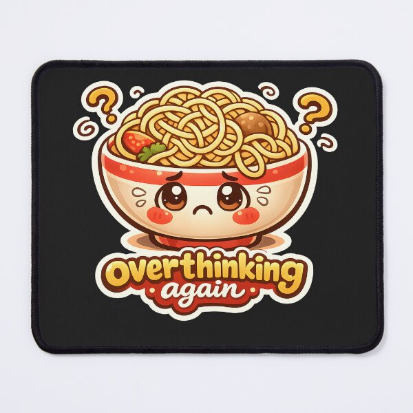 Item preview, "Overthinking Again" Noodle Bowl | Cute Food Anxiety & Mental Chaos Art designed and sold by Naviora.