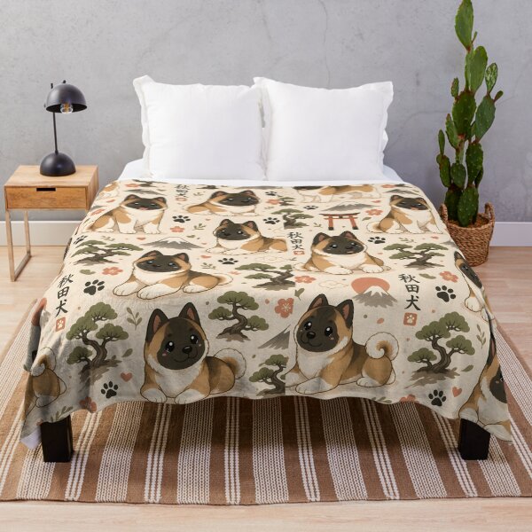 Item preview, Cute American Akita Pattern with Japanese Aesthetic Elements designed and sold by blankTeeShirt.