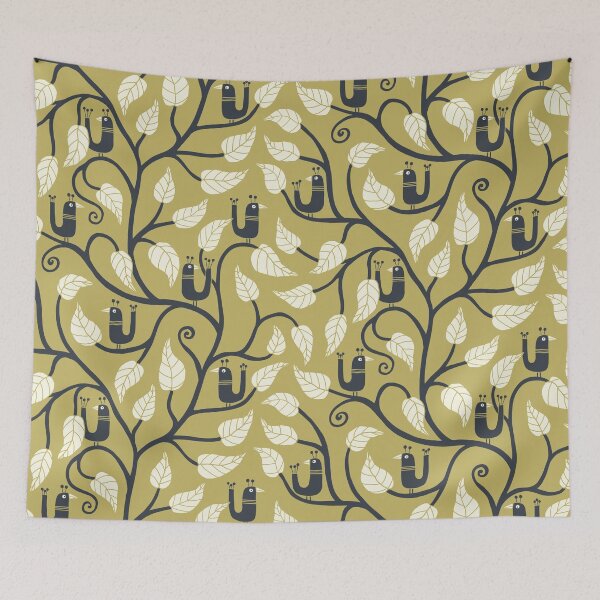 Item preview, Bring in the Garden - mustard, cream and charcoal designed and sold by Johanna Kindvall.