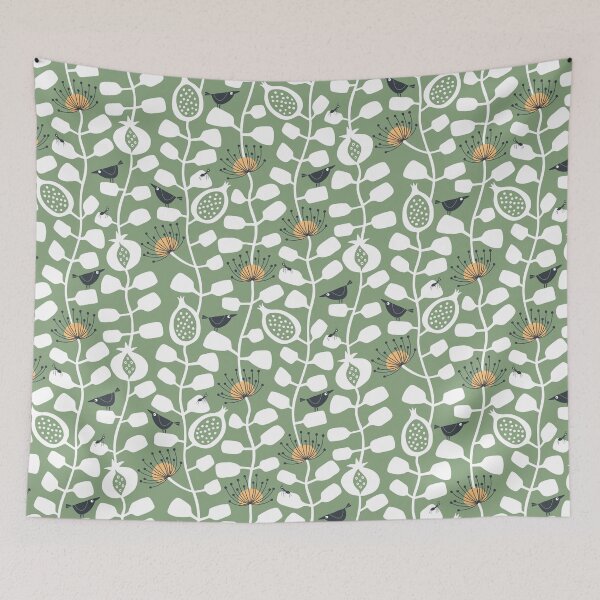 Item preview, Scandimalism in the Hot House - green gray, cream, charcoal, orange designed and sold by Johanna Kindvall.