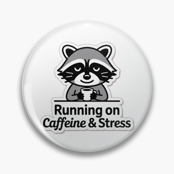 Item preview, Tired Raccoon Coffee Sticker – Running on Caffeine & Stress designed and sold by DreamyDesigns17.