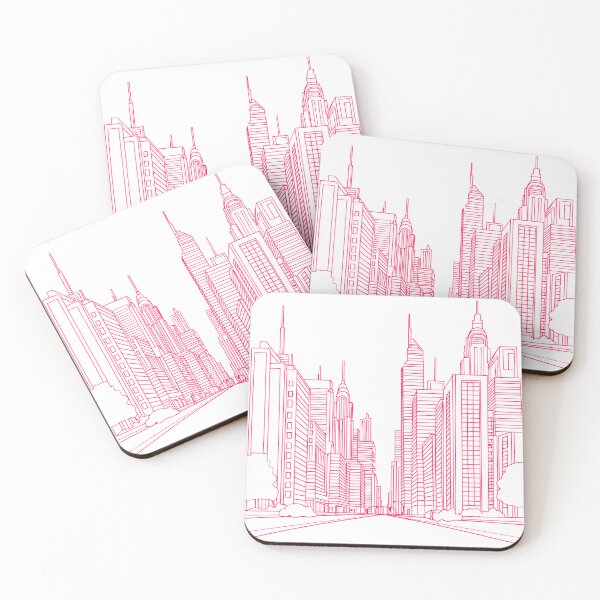 Item preview, Vibrant Pink Neon Cityscape Line Art Modern Urban Skyline Sketch designed and sold by DesignArtist.ia.