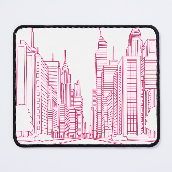 Item preview, Vibrant Pink Neon Cityscape Line Art Modern Urban Skyline Sketch designed and sold by DesignArtist.ia.