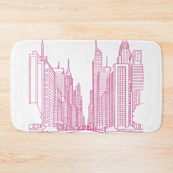 Item preview, Vibrant Pink Neon Cityscape Line Art Modern Urban Skyline Sketch designed and sold by DesignArtist.ia.