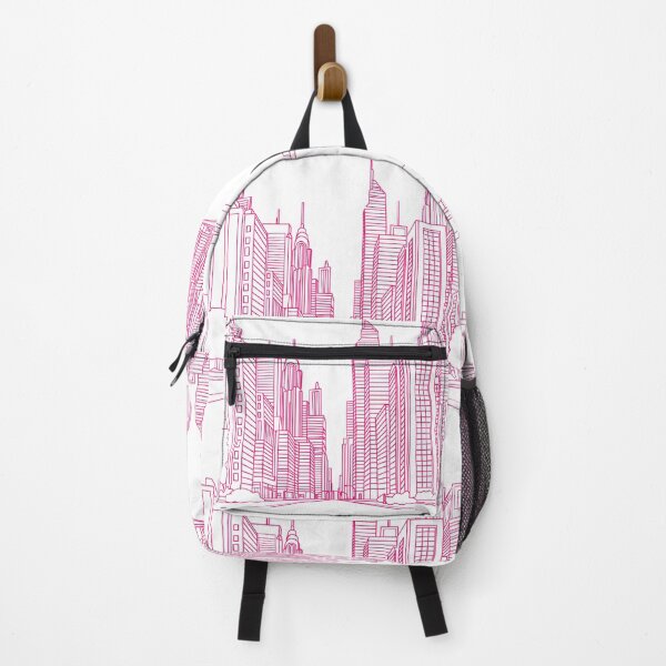 Item preview, Vibrant Pink Neon Cityscape Line Art Modern Urban Skyline Sketch designed and sold by DesignArtist.ia.