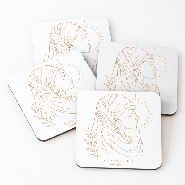 Item preview, Minimal African Woman Line Art – Rooted Afro Beauty, Elegant Headwrap Portrait, Gold Line Aesthetic Design designed and sold by Rooted Culture.
