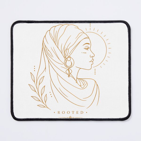 Item preview, Minimal African Woman Line Art – Rooted Afro Beauty, Elegant Headwrap Portrait, Gold Line Aesthetic Design designed and sold by Rooted Culture.
