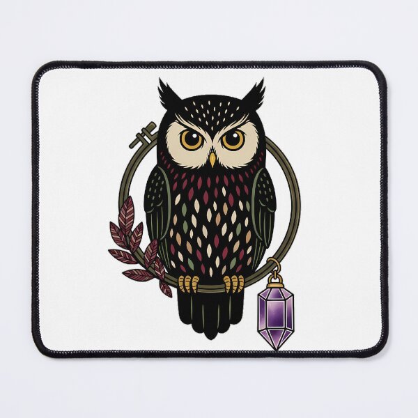 Item preview, Amethyst Crystal Owl Dark Embroidery Hoop Gift designed and sold by IllumeInk.