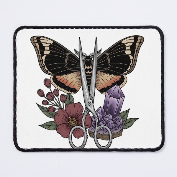 Item preview, Amethyst Crystal Moth Silver Scissors and Ribbon Gift designed and sold by IllumeInk.