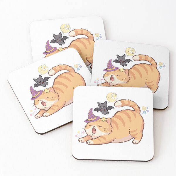 Item preview, Cute Kawaii Halloween Cat with Bat – Sleepy Witch Kitty Illustration designed and sold by AESTHETIC-FLAIR.