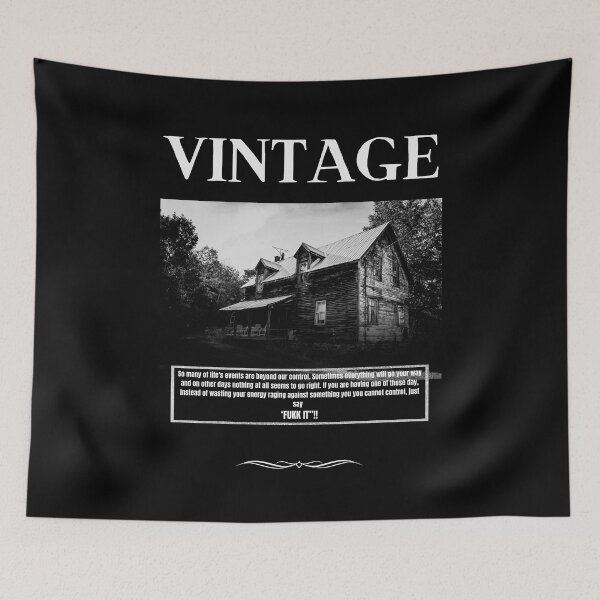 Item preview, Vintage Black & White House Design – “FUKK IT” Dark Humor Quote Art designed and sold by ShadeScapeArt.