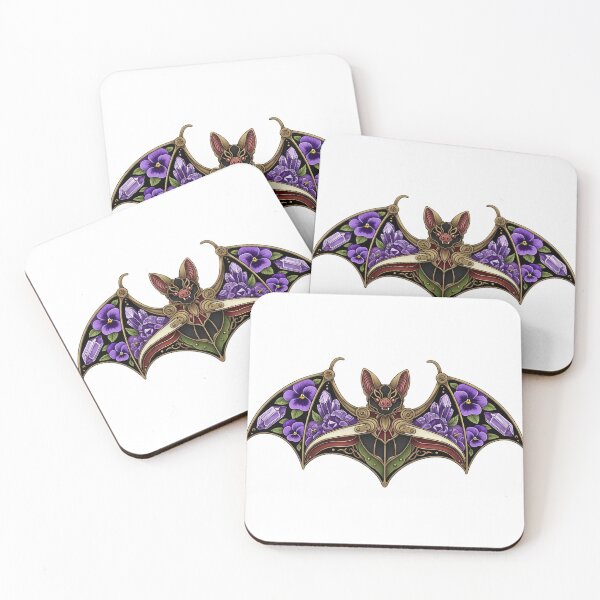 Item preview, Amethyst Crystal Bat Violet Flowers Gift designed and sold by IllumeInk.