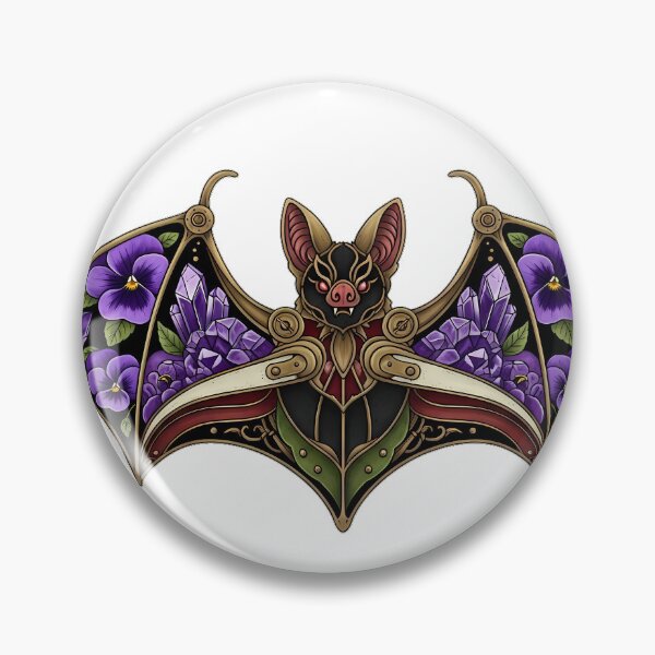 Item preview, Amethyst Crystal Bat Violet Flowers Gift designed and sold by IllumeInk.